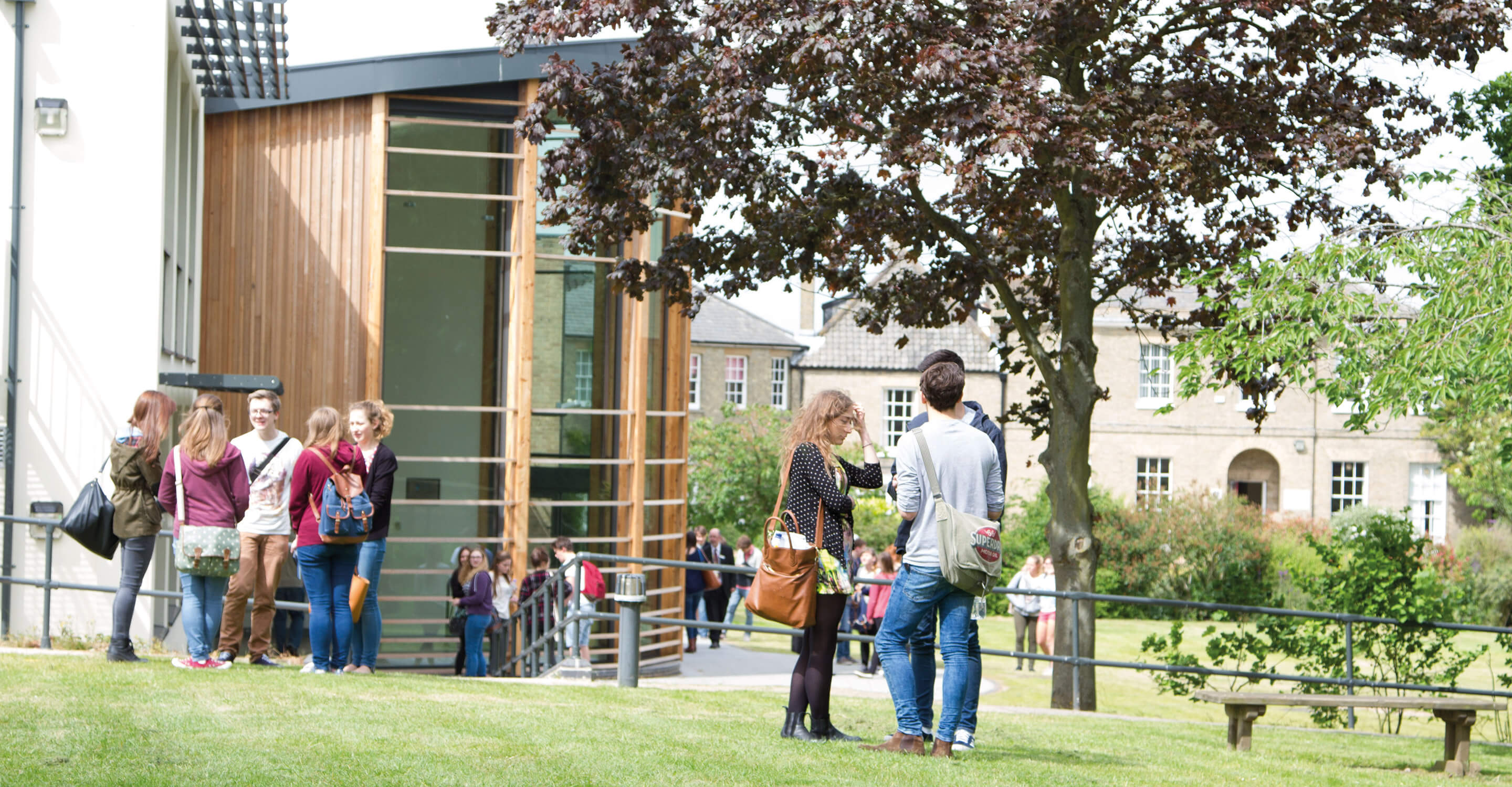 Students outside on Paston Lawns Campus